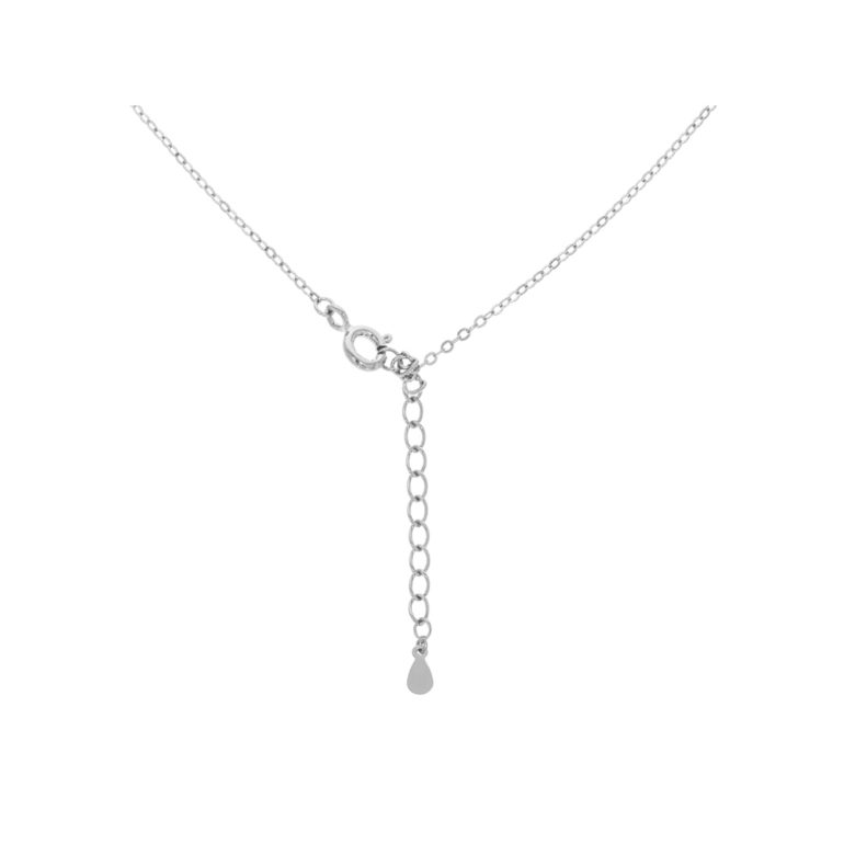 Sterling Silver Necklace With Cubic Zirconia - Leaf