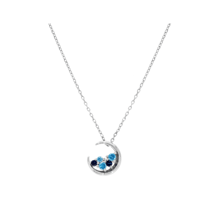 sterling silver necklace with cubic zirconia - the moon