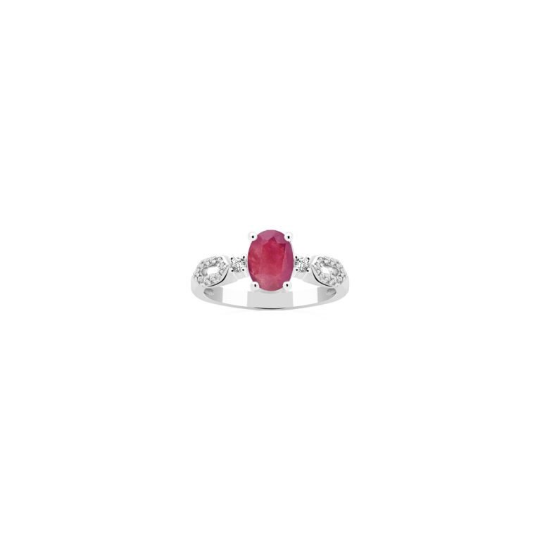 sterling silver ring with ruby and cubic zirconia