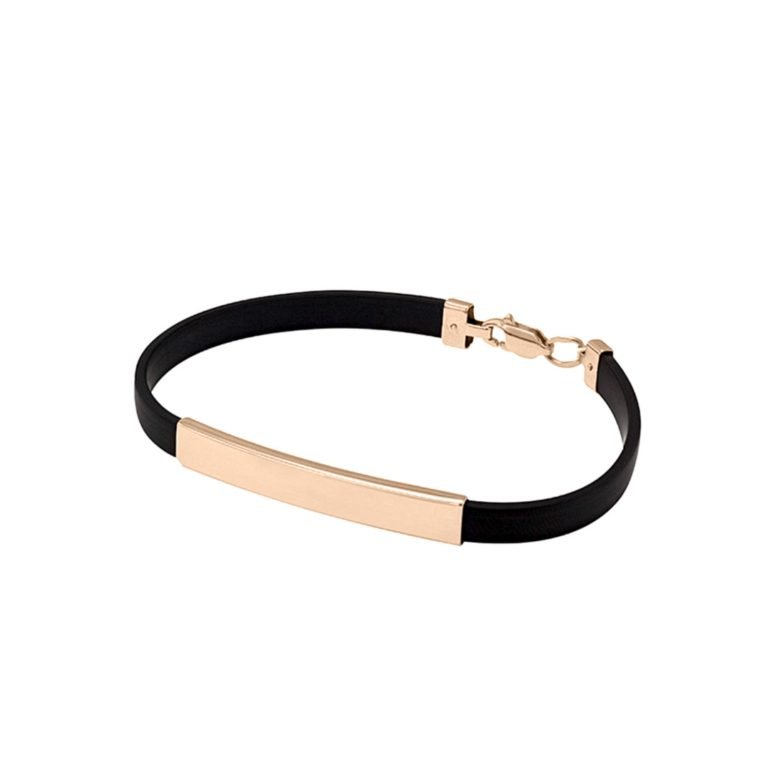 14ct rose gold bracelet with rubber strap