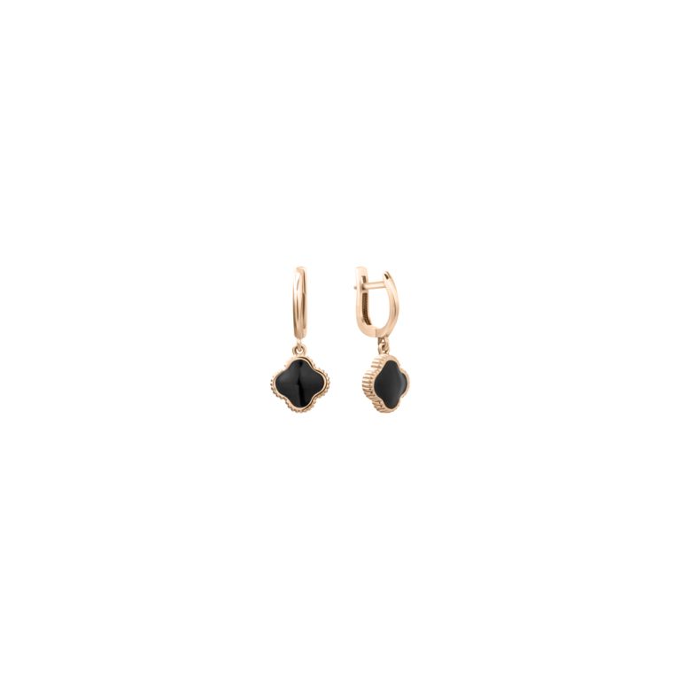 14ct rose gold earrings with onyx