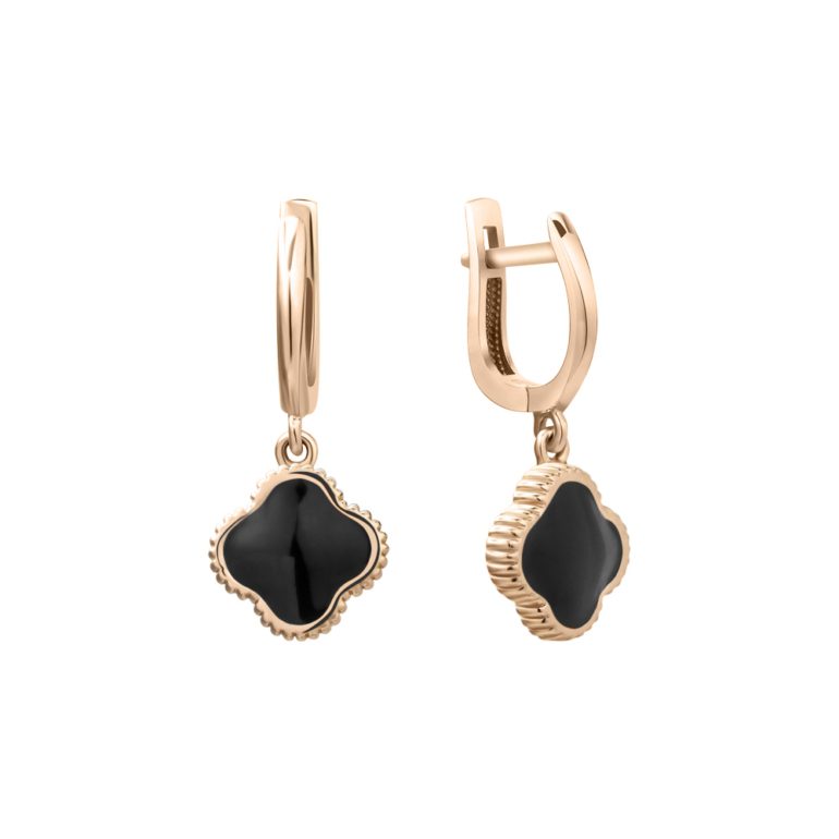 14ct rose gold earrings with onyx