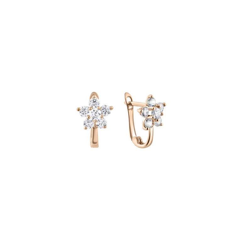 14ct rose gold earrings with white cubic zirconia