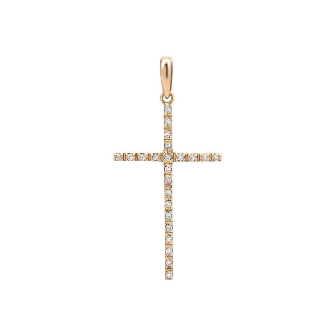 14ct rose gold pendant with cubic zirconia - cross