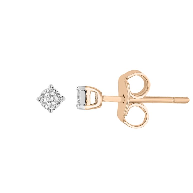 14ct rose and white gold earrings with diamond