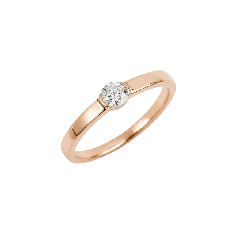 14ct Rose Gold Ring With Cubic Zirconia