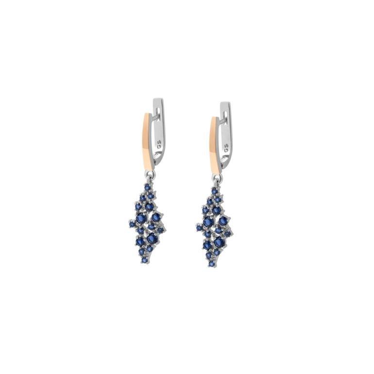 gold plated sterling silver earrings with blue cubic zirconia
