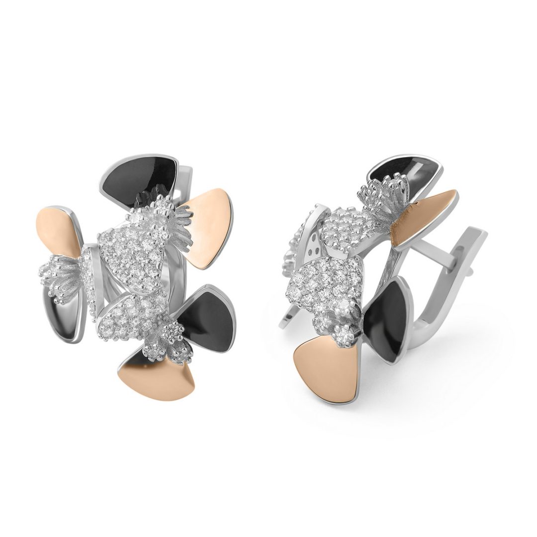 gold plated sterling silver earrings with cubic zirconia