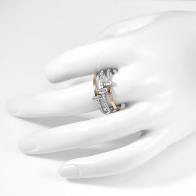 gold plated sterling silver ring with cubic zirconia