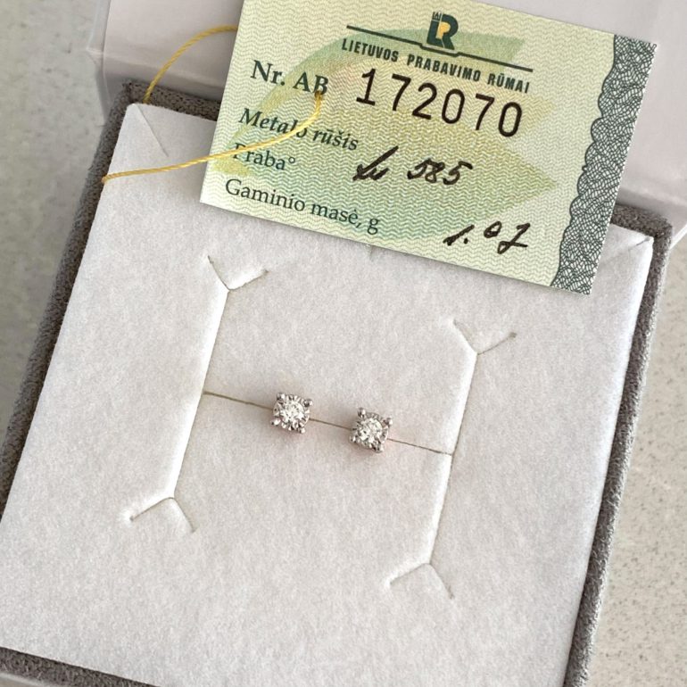 14ct Rose And White Gold Earrings With Diamond