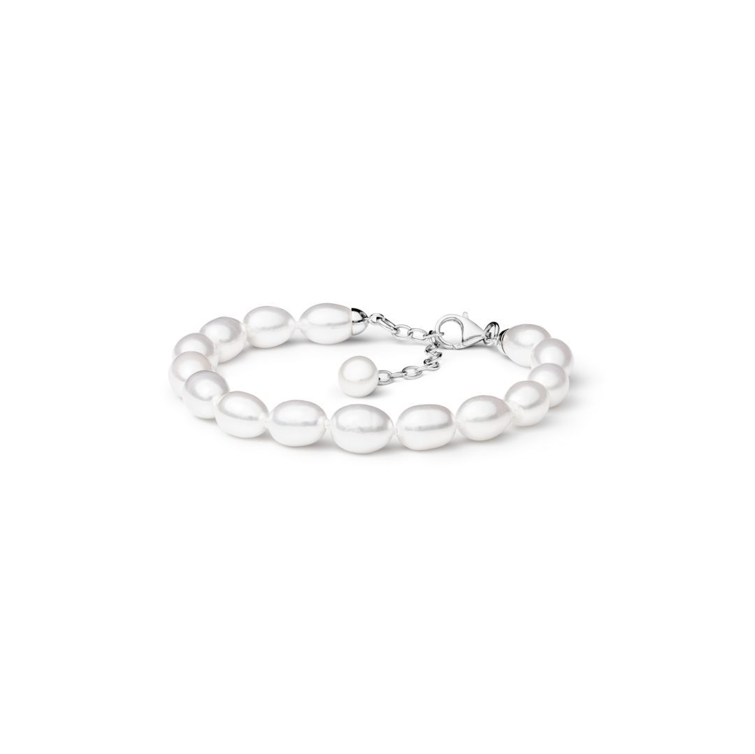 sterling silver bracelet with white cultivated pearls