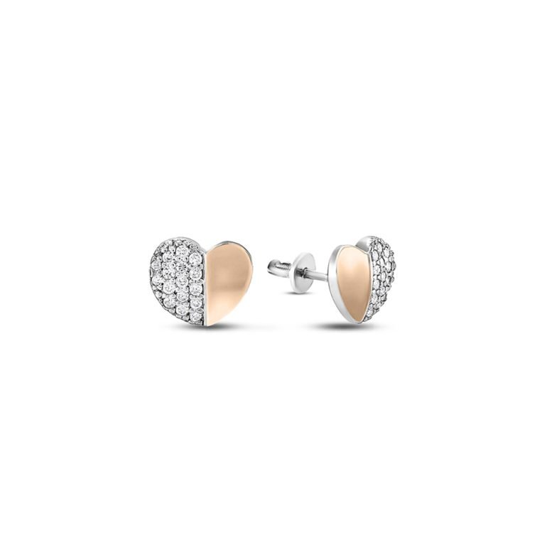 gold plated sterling silver earrings with cubic zirconia - heart