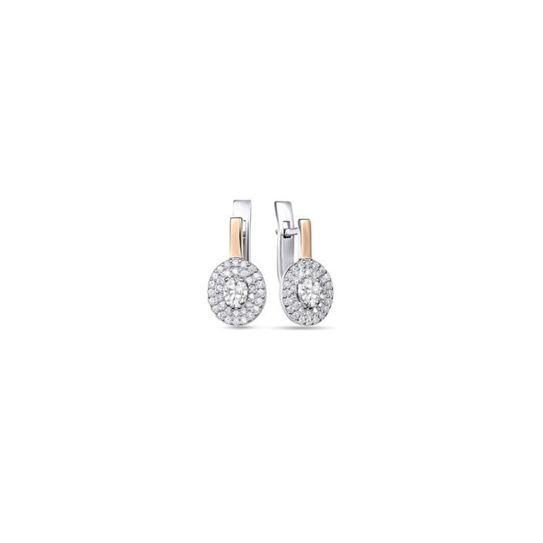 gold plates sterling silver earrings with cubic zirconia