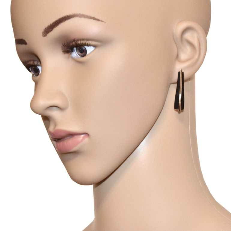 sidabriniai auskarai su auksinėmis plokštelėmis ir emale