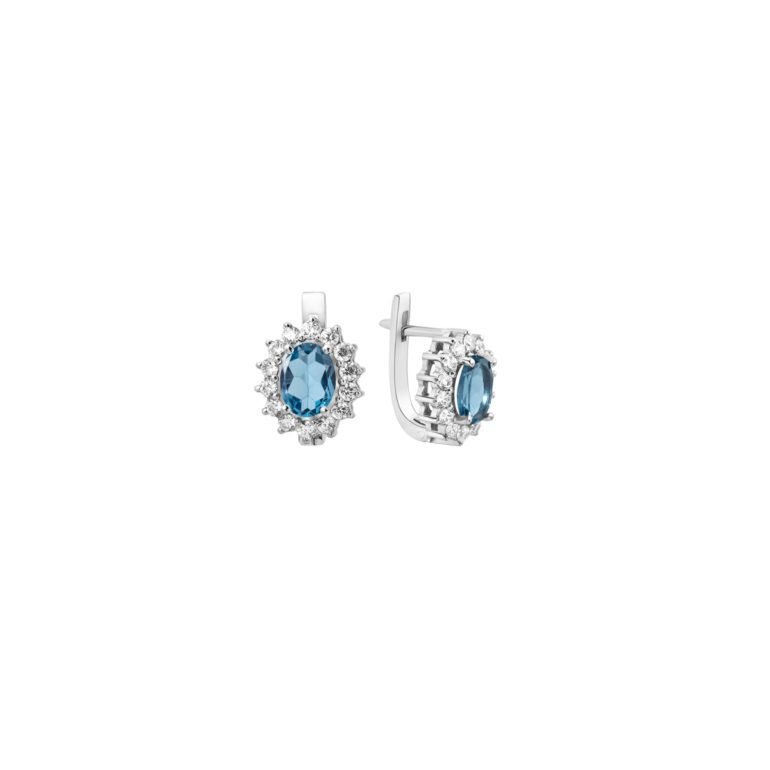 sterling silver earrings with topaz and cubic zirconia