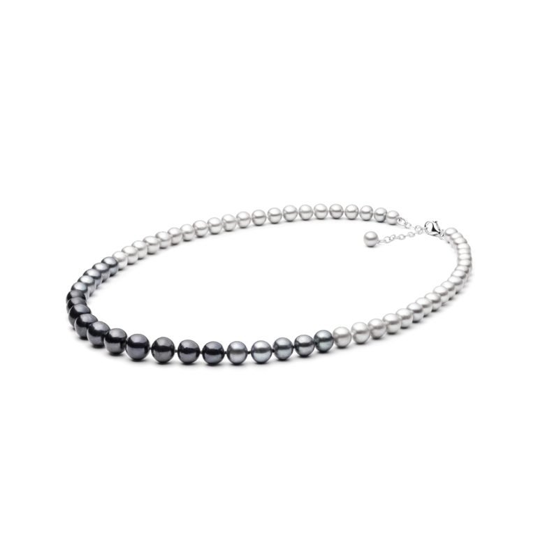 sterling silver necklace with grey and black cultivated pearls