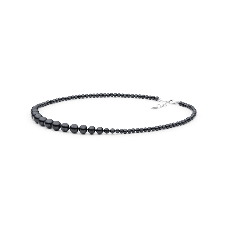 sterling silver necklace with black cultivated pearls