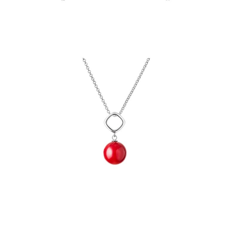 sterling silver necklace with red coral