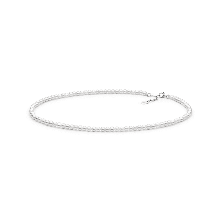 sterling silver necklace with white cultivated pearls