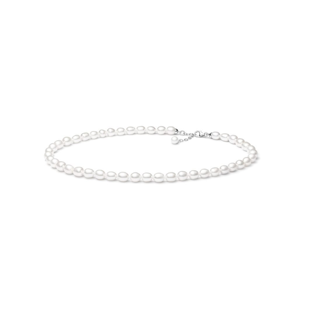sterling silver necklace with white cultivated pearls