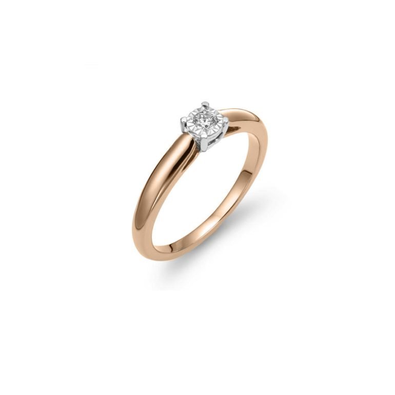 rose and white gold ring with diamond