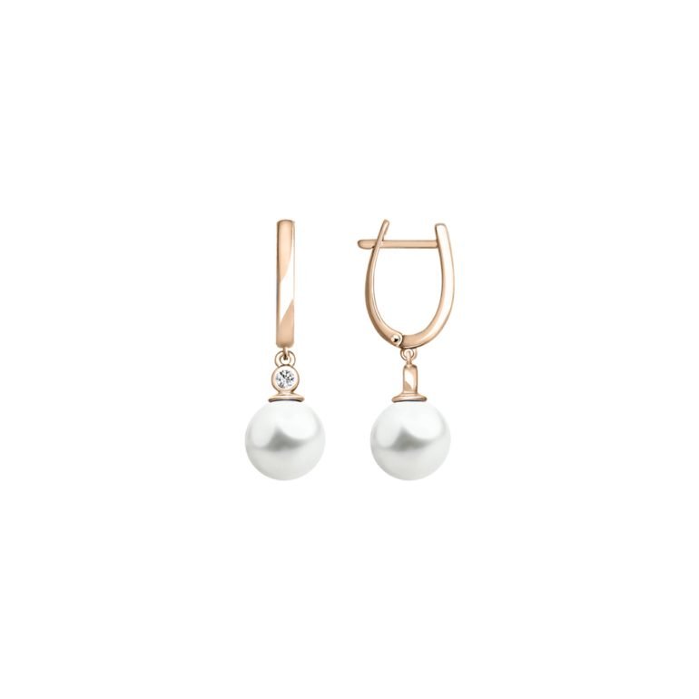 14ct rose gold earrings with cultivated pearls