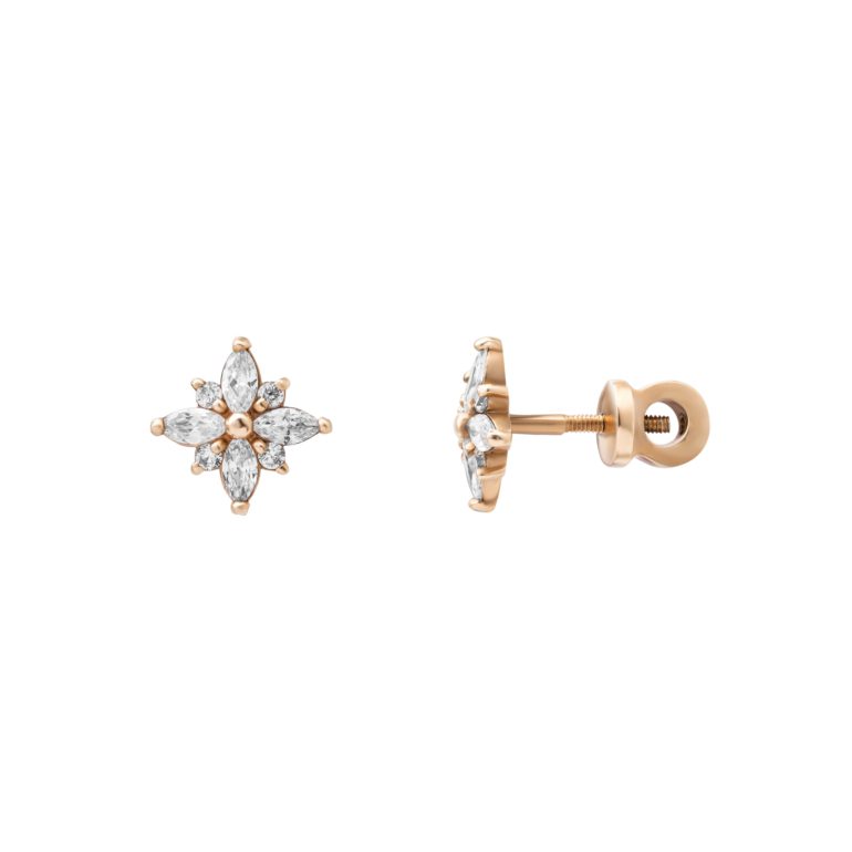 14ct Rose Gold Earrings With Fianites