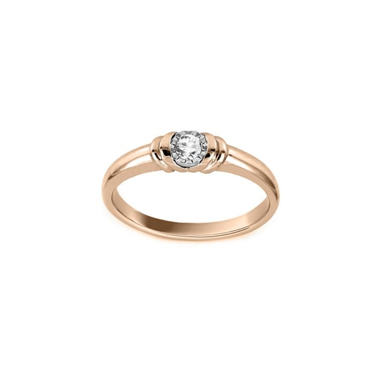 Elegantiškas auksinis žiedas su deimantu
