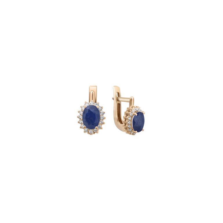 rose gold earrings with sapphire