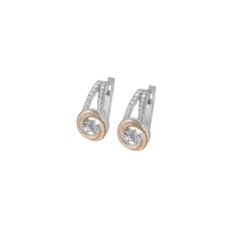 gold plates sterling silver earrings with cubic zirconia