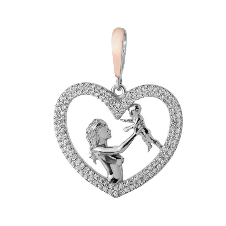 gold plated sterling silver pendant - mother