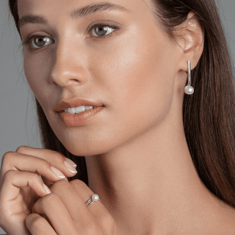 Sterling Silver Earrings With Cultivated Pearls