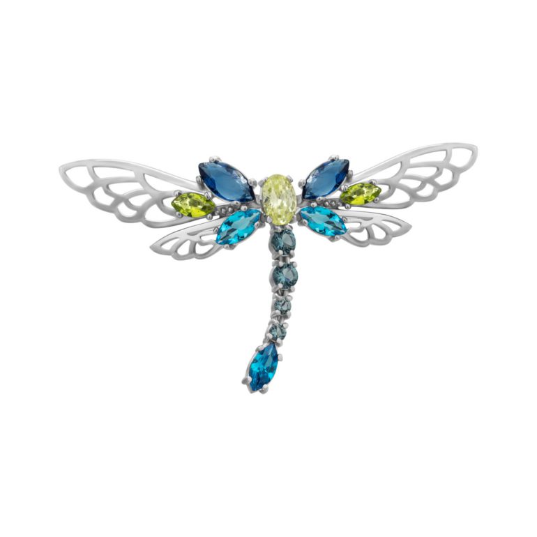 sterling silver brooch with alpanite and cubic zirconia