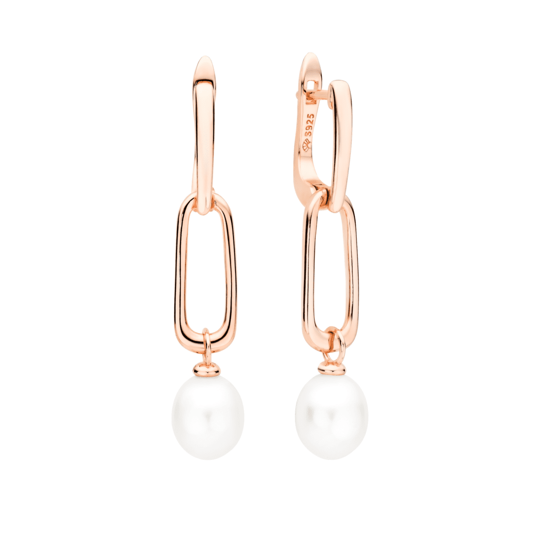 sterling silver earrings with white cultivated pearls