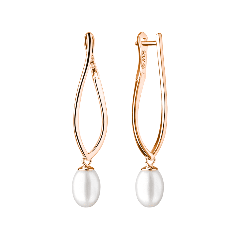 Elegantiški sidabriniai auskarai su baltais kultivuotais perlais. Angliškas užsegimas.