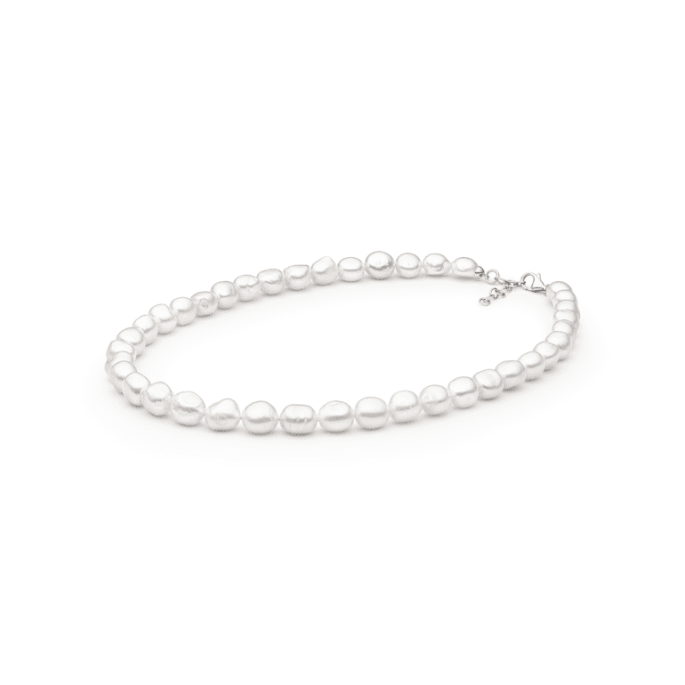 Sidabrinis vėrinys su baltais netaisiklingos formos perlais