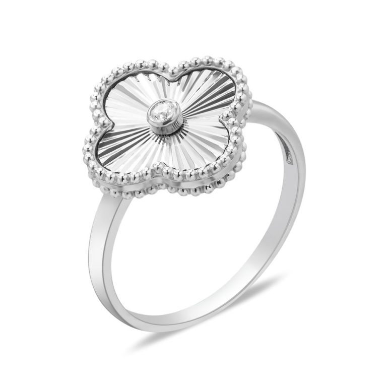 Išskirtinio kruopštaus dizaino sidabrinis žiedas su cirkoniu