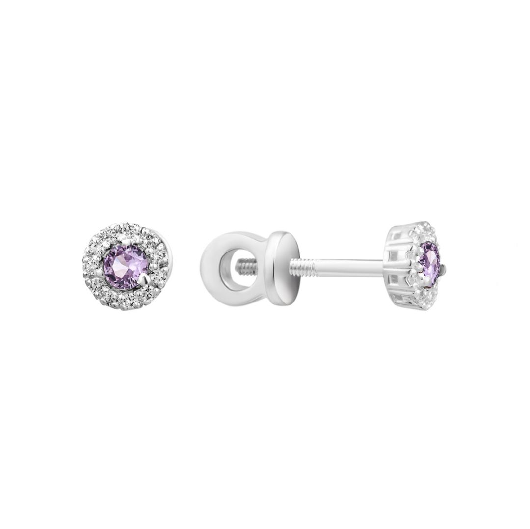 sterling silver stud earrings with alexandrite and fianits