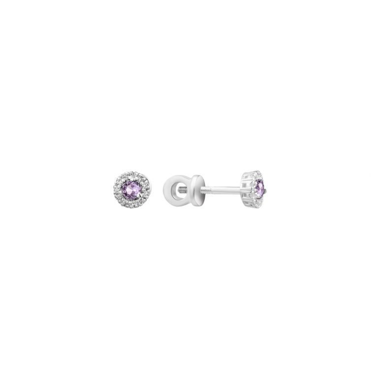 sterling silver stud earrings with alexandrite and fianits