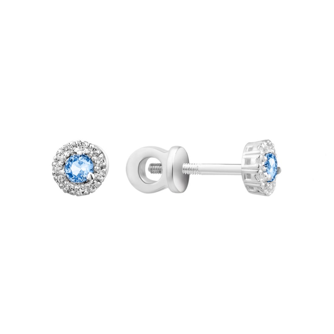 sterling silver stud earrings with topaz and fianits