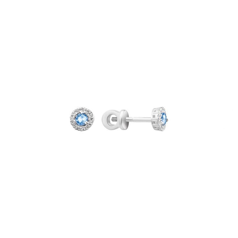 sterling silver stud earrings with topaz and fianits