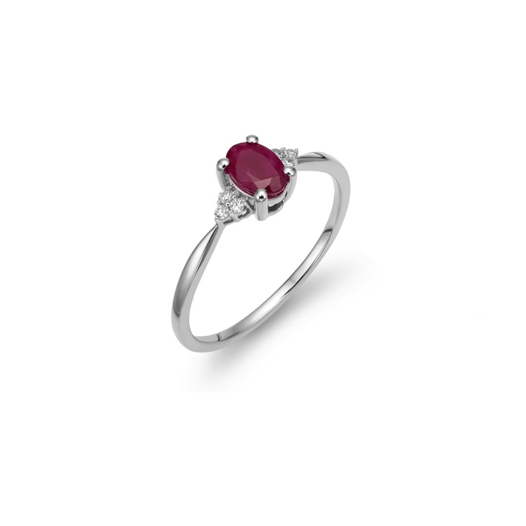 white gold ring with ruby and diamonds