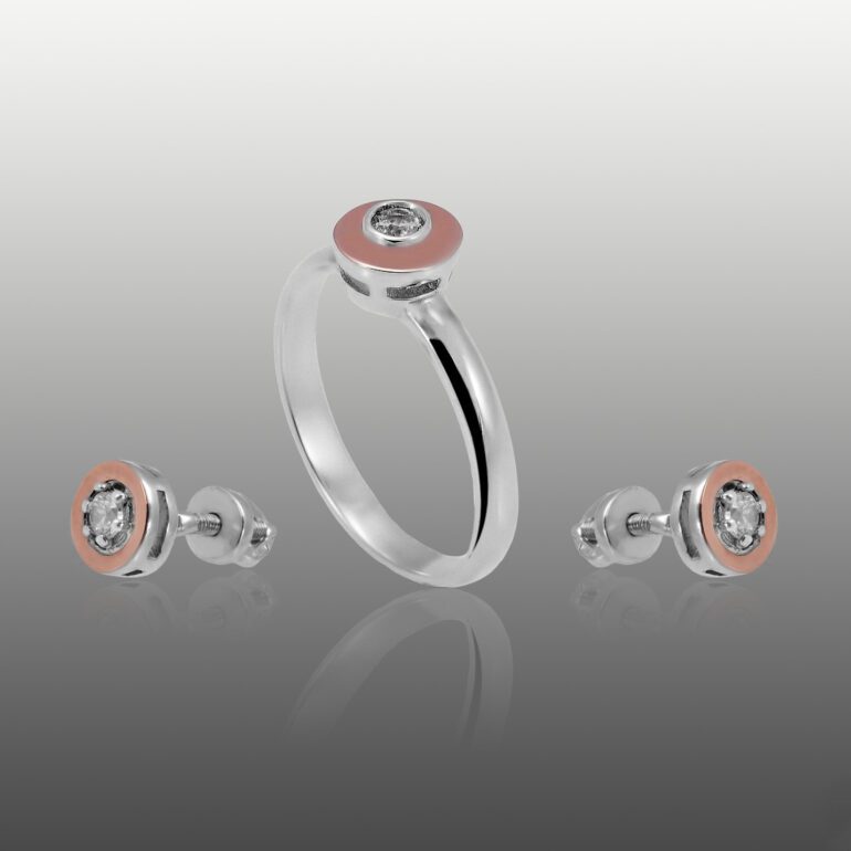 Gold Plated Sterling Silver Ring With Fianit