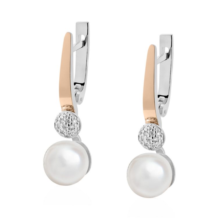 gold plated sterling silver earrings with cultivated pearls