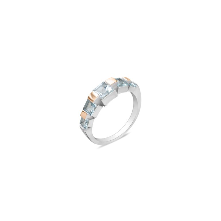 gold plated sterling silver ring with aquamarine