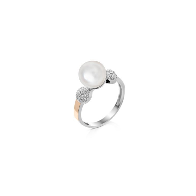 gold plated sterling silver ring with cultivated pearl