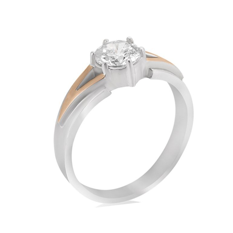 gold plated sterling silver ring with fianit