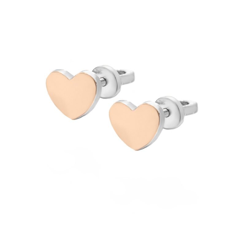 gold plated sterling silver stud earrings - hearts
