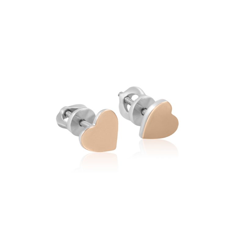 gold plated sterling silver stud earrings - hearts