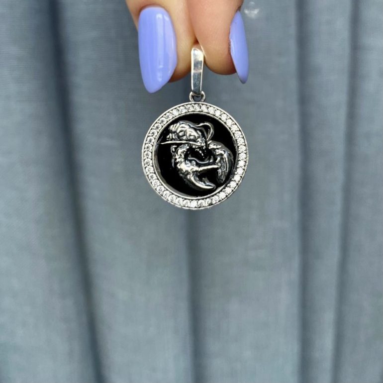 Sterling Silver Pendant With Cubic Zirconia - Cancer